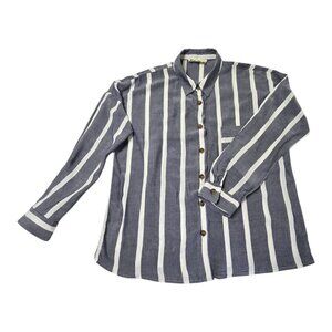 Sweet Wanderer Women's Long-sleeved or roll up Shirt XL Gray & White preowned